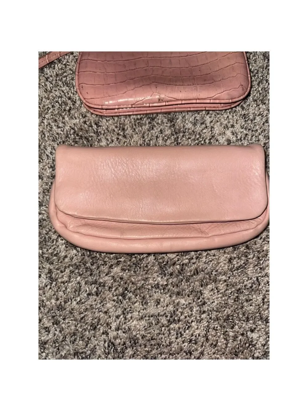 Pink Faux Leather Clutch & Croc Wristlet Set Y2K Coquette